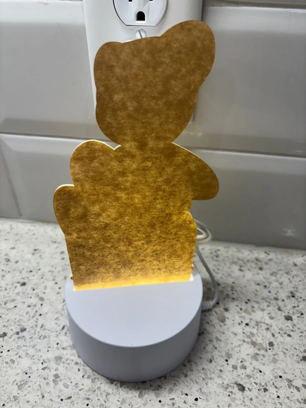 Teddy Bear Heart LED Night Light - Yellow Glow